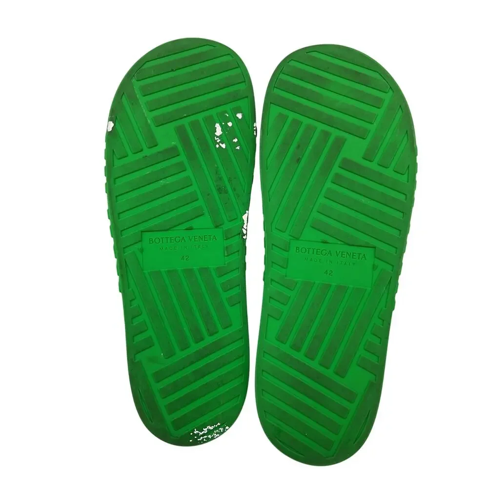 Bottega Veneta Textured Green Ridged Strap Sandals Size 42 EU